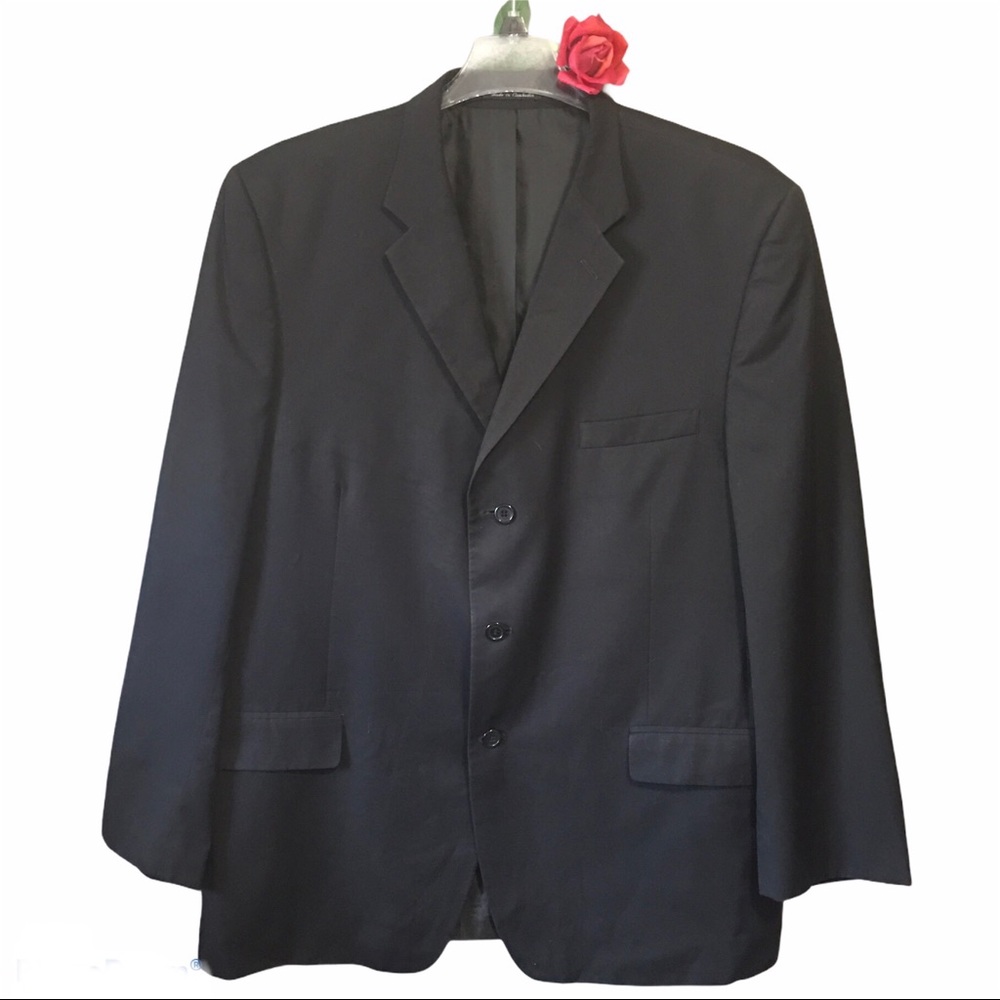 SUIT JACKET BLK. MAZZONI MEAS 25.5 FLAT PIT TO PIT